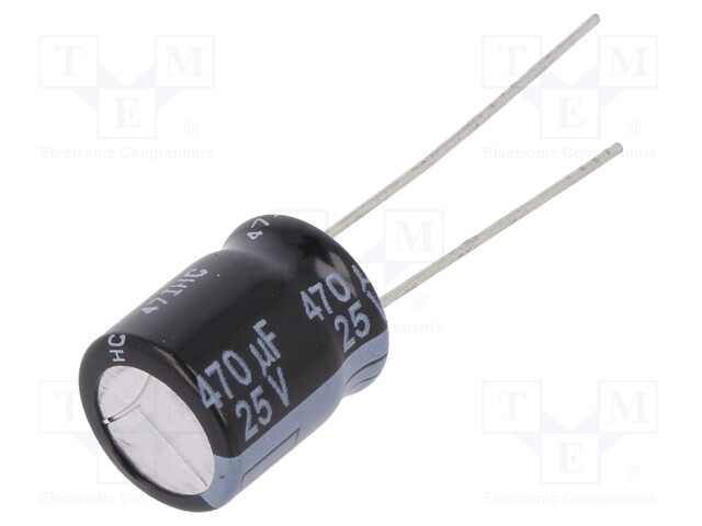 Capacitor: electrolytic; low impedance; THT; 470uF; 25VDC; ±20%