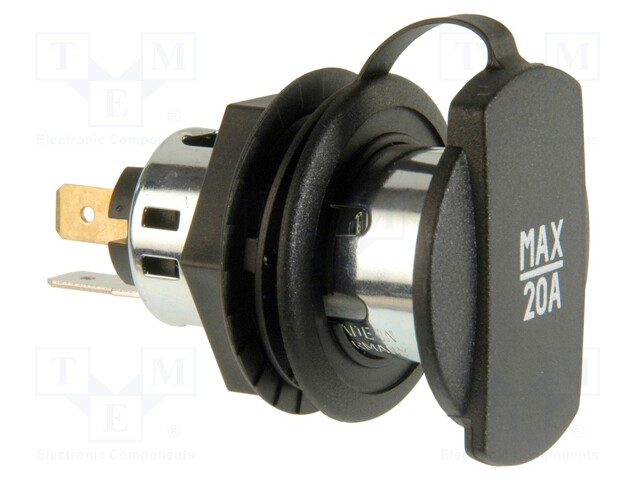 Car lighter socket adapter; car lighter socket x1; 20A; black
