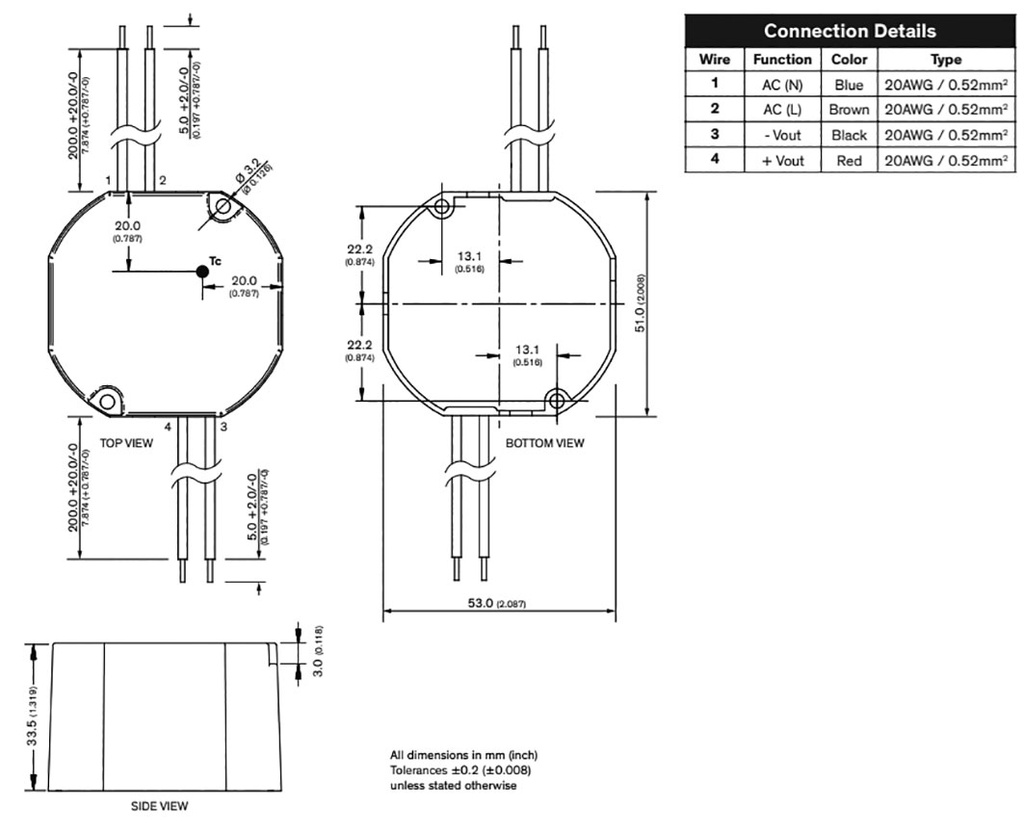 Converter: AC/DC; 36W; 24VDC; 1.5A; 53x51x33.5mm; 166g; -20÷80°C