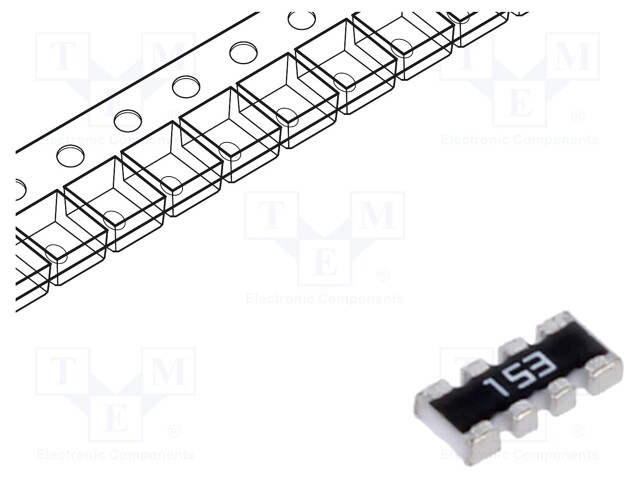 Fixed Network Resistor, 15 kohm, YC164 Series, 4 Elements, Isolated, 1206 [3216 Metric], 8 Pins