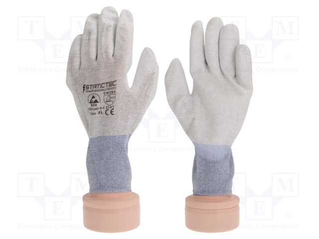 Protective gloves; ESD; M; 10pcs; Mat: conductive nylon fiber