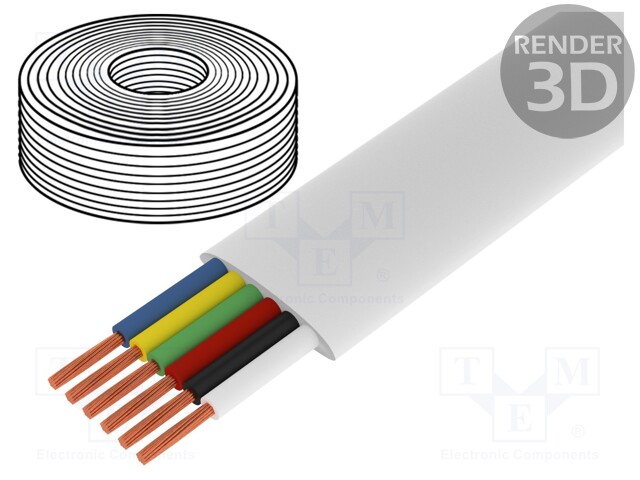 Wire: telecommunication cable; stranded; white; 100m; Core: CCA