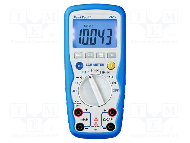 LCR meter; LCD 4,5 digit (11000),with a backlit; 82x182x55mm