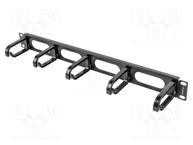 Cable organizer; 1U; black; Standard: 19"