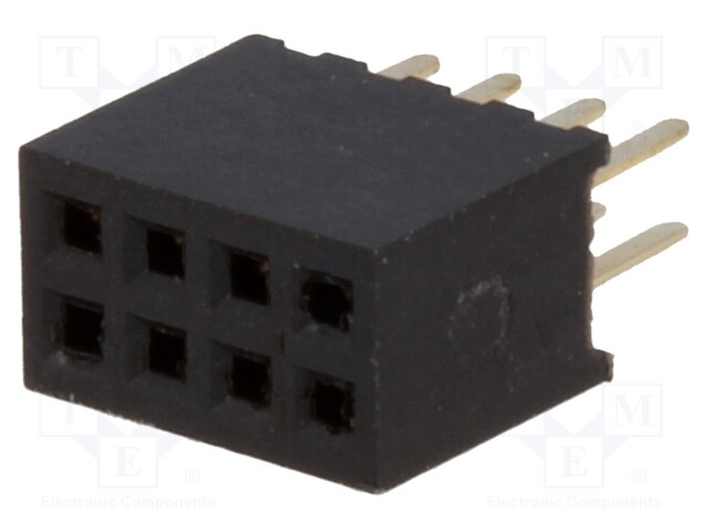 Socket; pin strips; female; PIN: 8; straight; 1.27mm; THT; 2x4; 1A