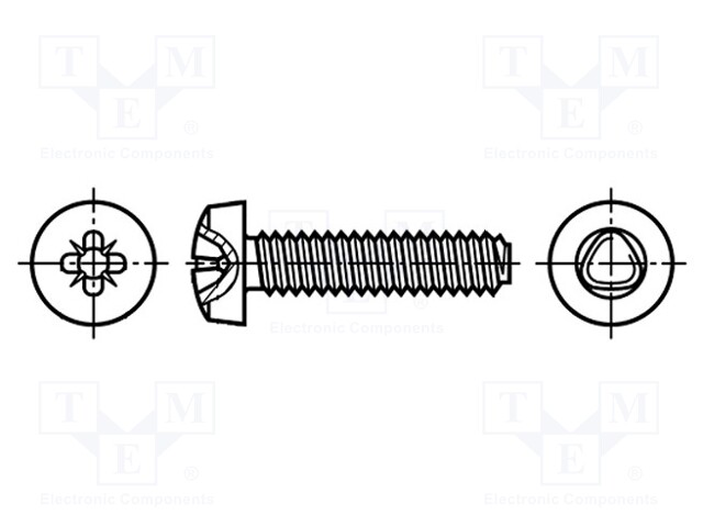 Screw; for metal; 2,5x16; Head: cheese head; Pozidriv; zinc