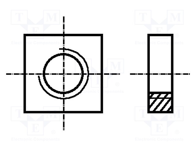 Nut; square; M10; steel; Plating: zinc; H: 8mm; Pitch: 1,5; 17mm