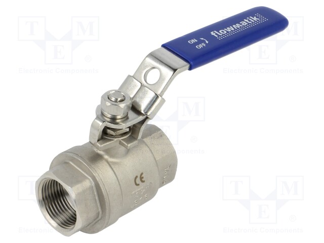 Ball valve; acid resistant steel AISI 316; PTFE; A: 65mm; B: 57mm