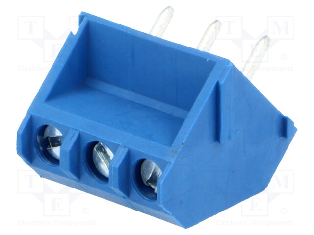 PCB terminal block; angled 45°; 5mm; ways: 3; on PCBs; 2.5mm2; 15A