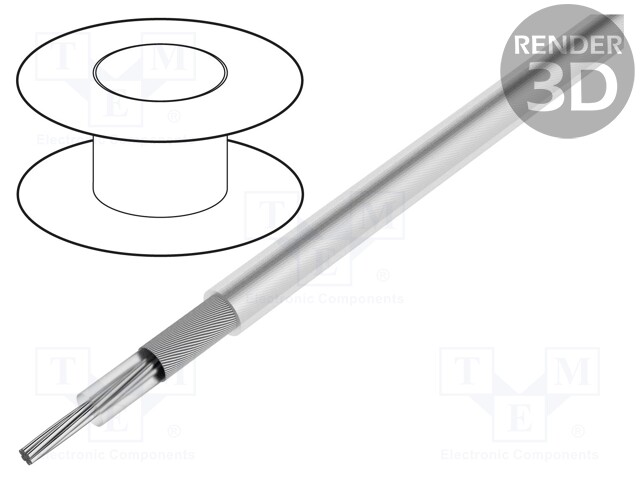Wire: coaxial; Micro Coax; stranded; Cu; 32AWG; PFA; white; 100m