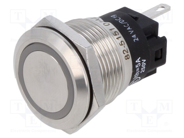 Indicator: LED; flat; red/green; 24VDC; 24VAC; Ø19mm; Body: silver