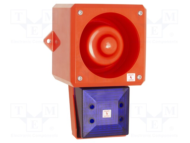 Signaller: lighting-sound; 48VDC; siren,flashing light; LED; blue