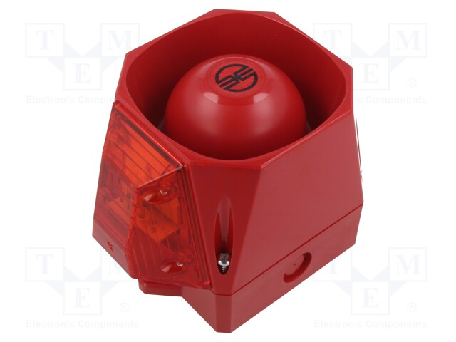 Signaller: lighting-sound; 9÷60VDC; siren,flashing light; red