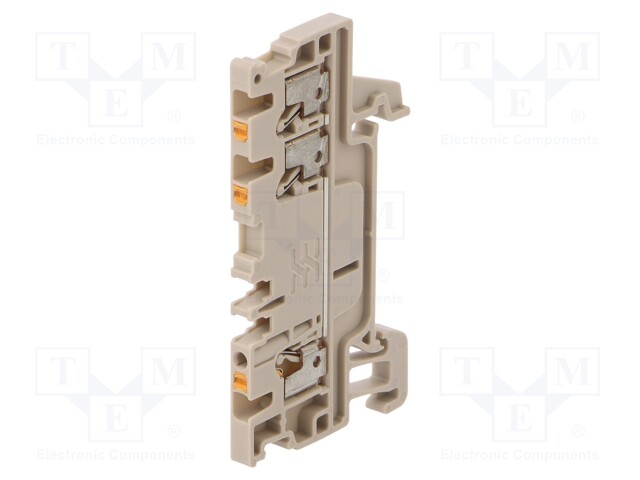 Splice terminal: rail; 1.5mm2; ways: 1; terminals: 3; beige; wemid