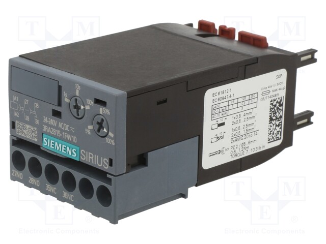 Auxiliary Contact, Siemens 3RT2/3RH2 Series Contactor Relays, 1NO-1NC, Clip-On Mount, Screw