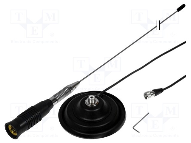 Antenna; CB; 1.45m; 4dBi; 500W; magnet; Len: 5m; UHF; Base dia: 145mm