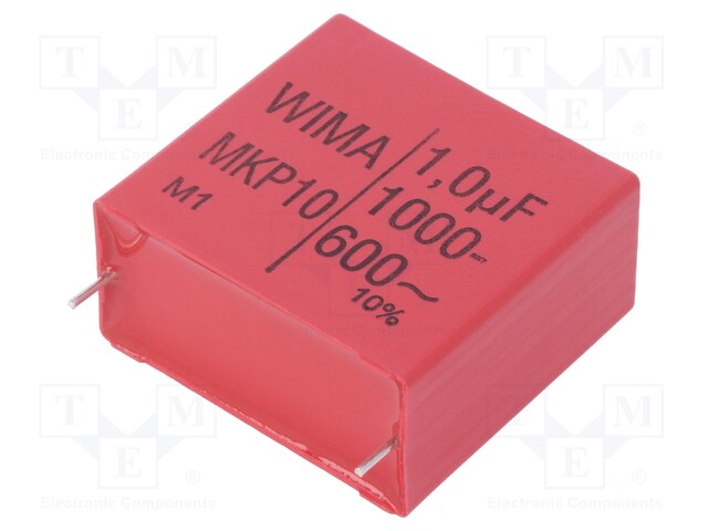 Capacitor: polypropylene; 1uF; 37.5mm; ±10%; 41.5x20x39.5mm; 1kVDC
