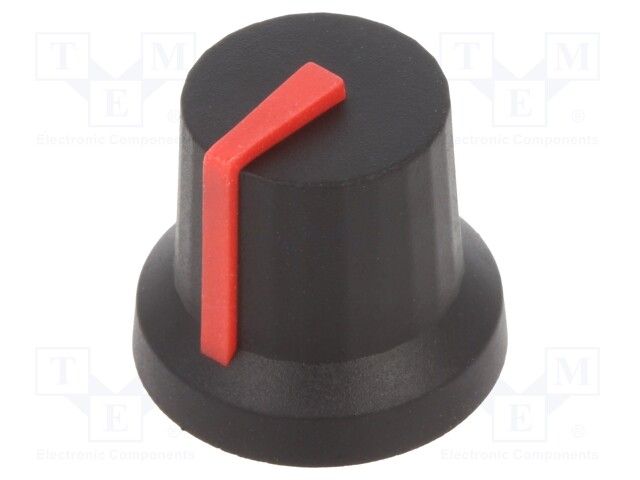 Knob; with pointer; rubber,plastic; Shaft d: 6mm; Ø16.8x14.5mm