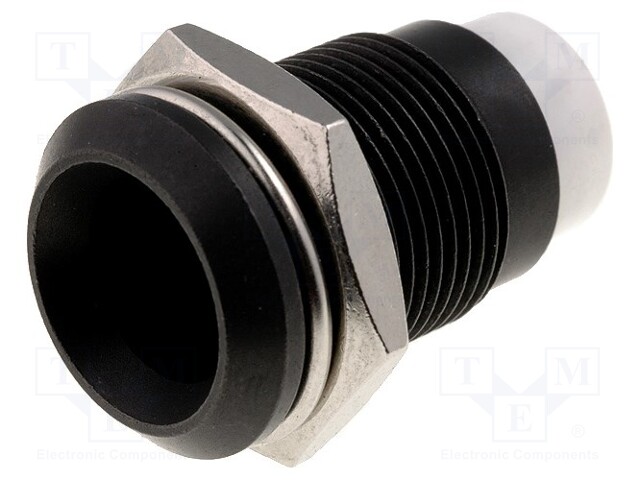 LED holder; 8mm; metal; concave; with plastic plug; black