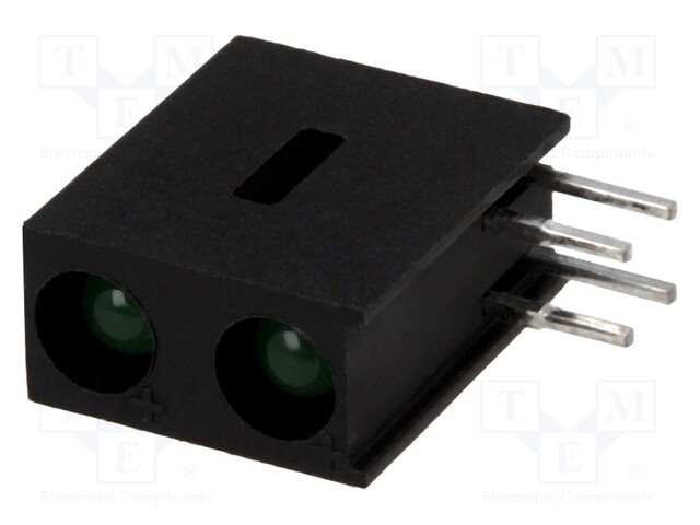 LED; in housing; green; 3mm; No.of diodes: 2; 20mA; 40°; 2.2÷2.5V