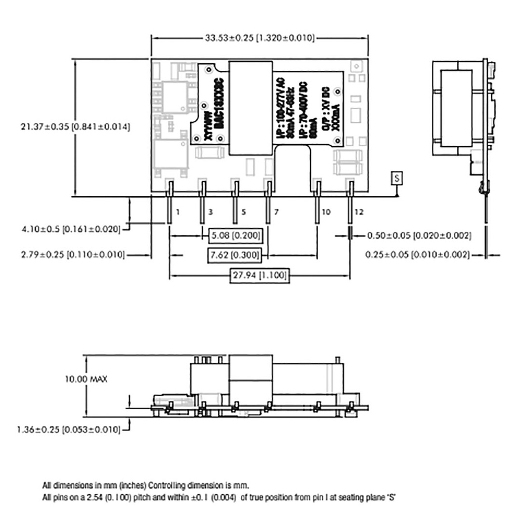 Converter: AC/DC; 1W; 85÷305VAC; Usup: 70÷400VDC; Uout: 24VDC; 71%