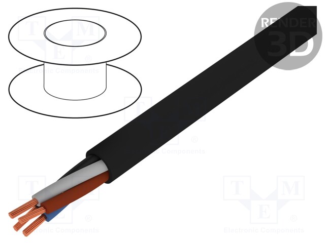 Wire; HELUPOWER® 1000; stranded; Cu; 4x4mm2; PVC; black; 0.6/1kV