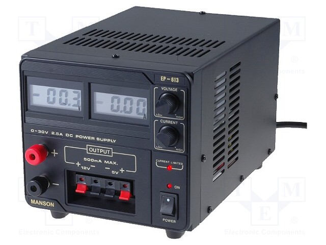 Power supply: laboratory; Channels: 3; 0÷30VDC; 0÷2.5A; Plug: EU