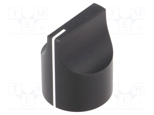 Knob; with pointer; aluminium; Shaft d: 6mm; Ø22x27mm; black