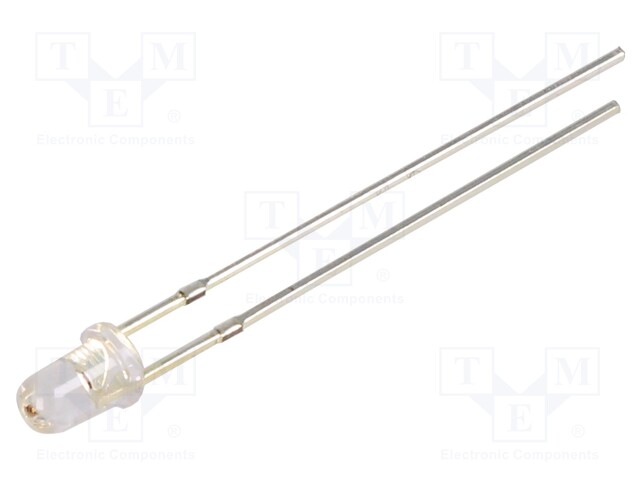 LED; 3mm; red; 15°; Front: convex; 2÷2.5V; No.of term: 2; 50÷55mW