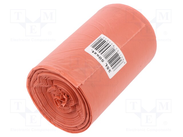 Trash bags; LDPE; Colour: red; 50pcs; 35l