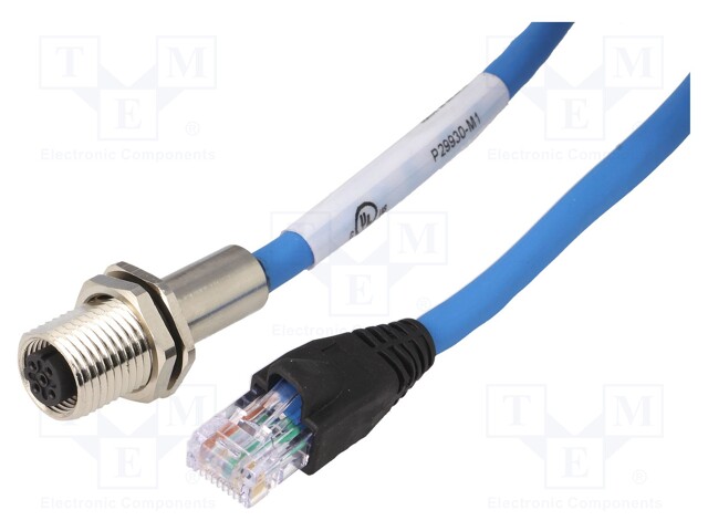Adapter; RJ45 plug,M12 female; D code-Ethernet; PIN: 4; IP65; 1m