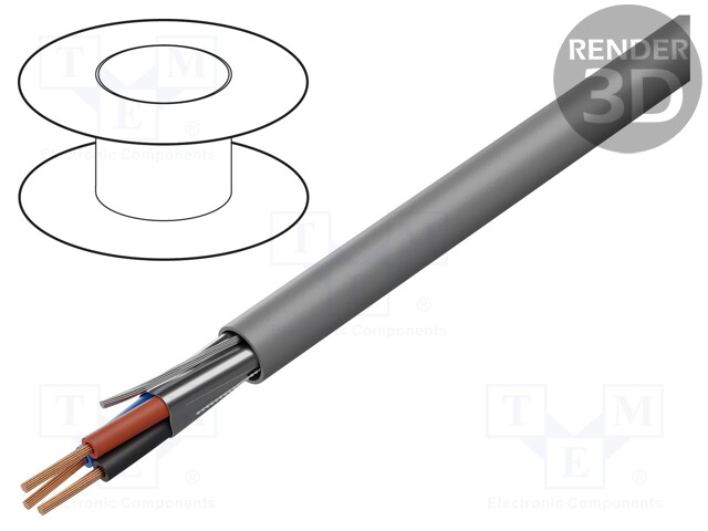 Wire; 3x18AWG; shielded,Al-PET foil; PVC; black; 600V; 152m; 500ft