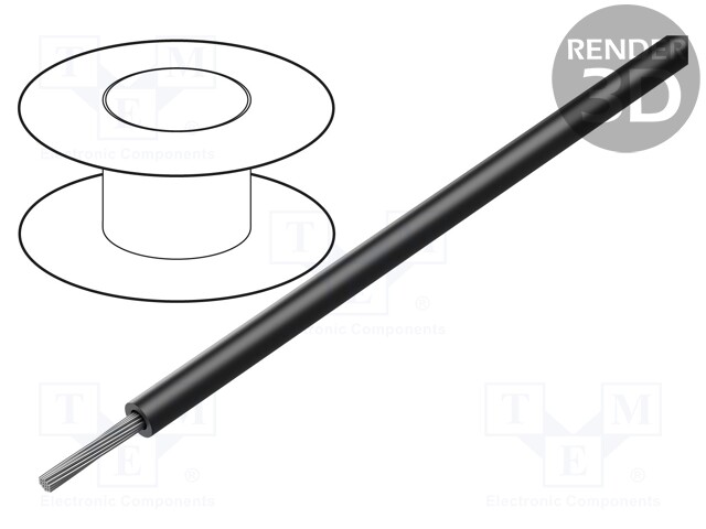 Wire; HookUp Wire PVC; stranded; Cu; 18AWG; black; PVC; 1kV