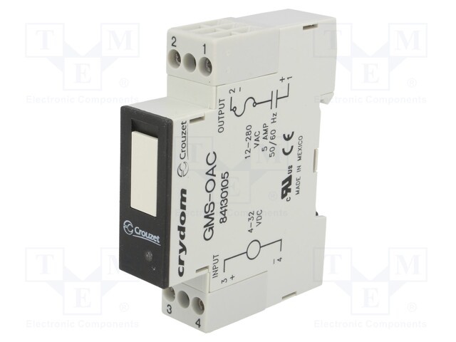 Relay: solid state; Ucntrl: 4÷32VDC; 5A; 12÷280VAC; DIN; -30÷80°C