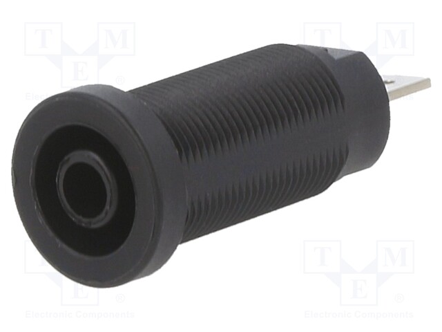 Socket; 4mm banana; 24A; 1kV; black; nickel plated; on panel