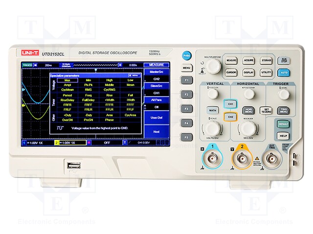 Oscilloscope: digital; Ch: 2; 150MHz; 500Msps; 64kpts; 2n÷50s/div