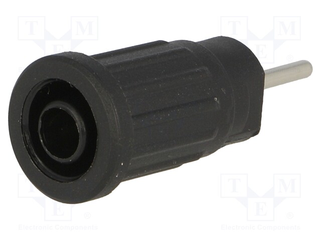 Socket; 4mm banana; 24A; 1kVDC; black; nickel plated; on panel
