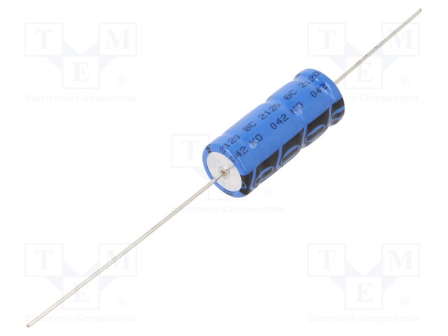 Electrolytic Capacitor, 10 µF, 450 V, 042 ASH Series, +50%, -10%, Axial Leaded, 5000 hours @ 85°C