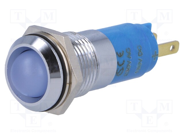 Indicator: LED; recessed; 230VAC; Cutout: Ø14.2mm; IP67; metal