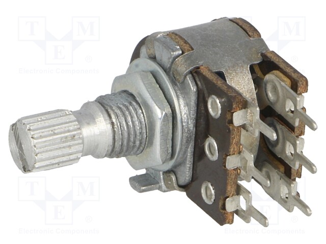 Potentiometer: shaft; single turn; 47kΩ; 100mW; ±20%; PCB,on panel