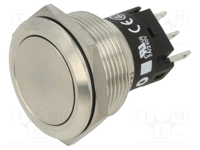 Vandal Resistant Switch, 82 Series, 22 mm, SPDT, Momentary, Round, Natural