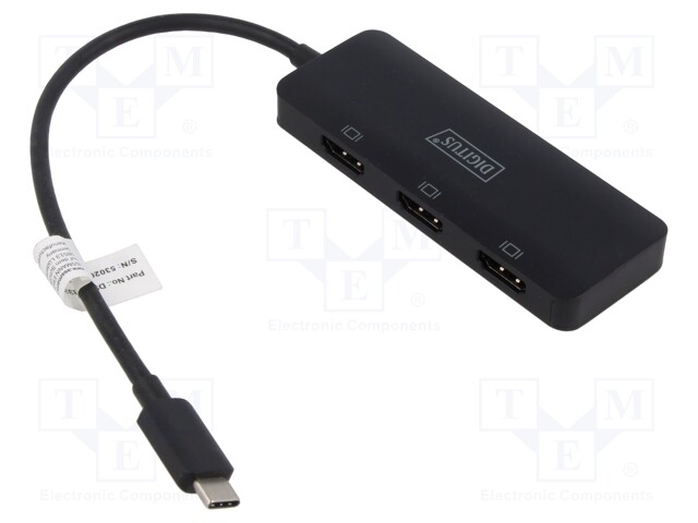 Adapter; HDCP 2.2; HDMI socket x3,USB C plug; black
