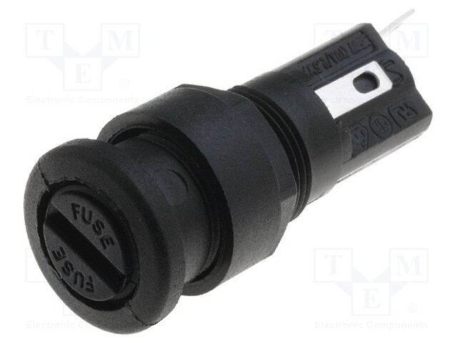 Fuse holder; cylindrical fuses; 5x20mm; 250V; Mounting: on panel