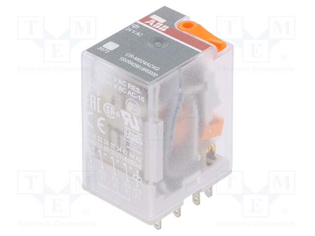 Relay: electromagnetic; 4PDT; Ucoil: 24VAC; 6A; Uswitch: max.250VAC