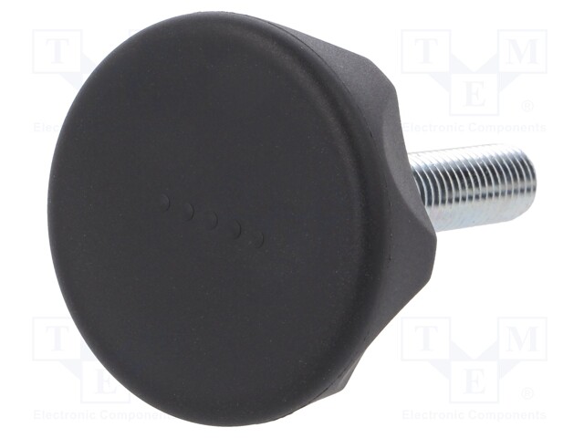 Knob; Dia: 70mm; M12; 50mm; technopolymer (PA); black; Cap: black