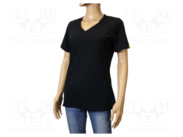 T-shirt; ESD; S; IEC 61340; cotton,polyester,carbon fiber; black