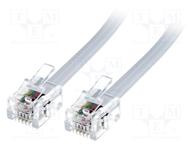 Cable: telephone; RJ11 plug,both sides; 20m; white