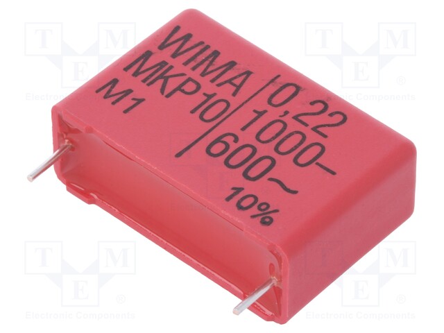 Capacitor: polypropylene; 220nF; 27.5mm; ±10%; 31.5x11x21mm; 1kVDC