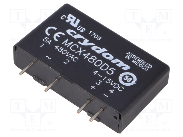 Relay: solid state; Ucntrl: 4÷15VDC; 5A; 48÷660VAC; THT; SIP