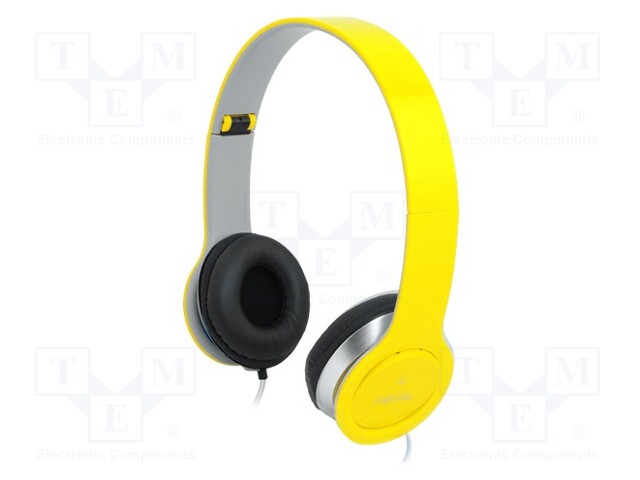 Headphones with microphone; yellow; Jack 3,5mm; 20÷20000Hz; 32Ω
